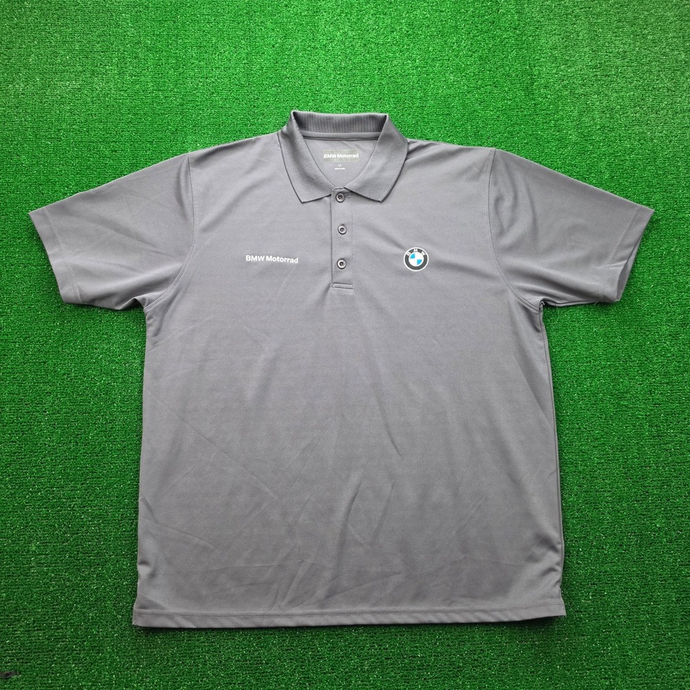 BMW Motorrad Polo Shirt Mens Large Gray Embroidered Logo Performance Casual